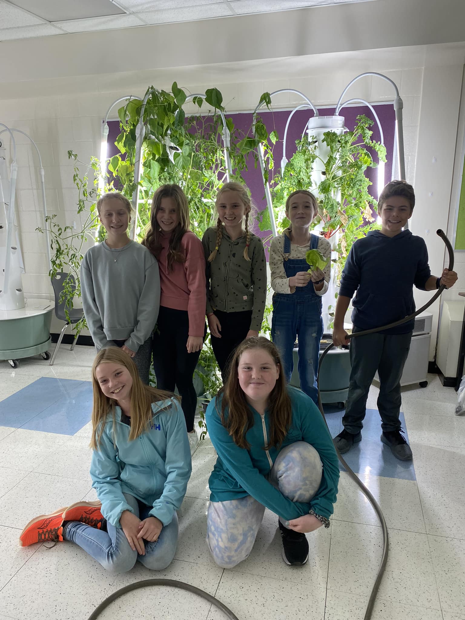 YRPS's Horticulture Club learning to grow food on The Cupboard's Indoor Grow Towers.
